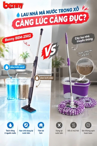 Máy lau nhà Thông Minh BEM-2502, NHẸ SẠCH ÊM RU