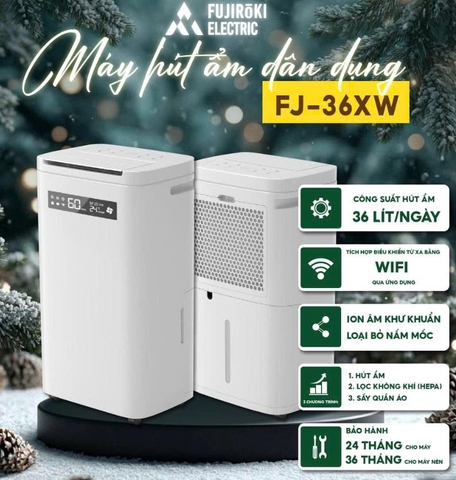 MÁY HÚT ẨM VÀ LỌC KHÔNG KHÍ FUJIROKI FJ-36XW