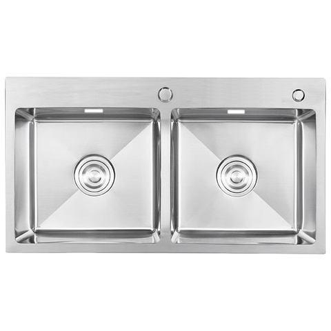 Chậu 2 hố cân handmade inox 304 Faster FS7843HMS
