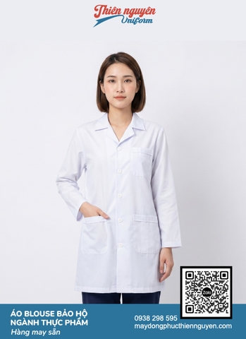 Mẫu áo blouse bảo hộ được sử dụng trong phòng lab thực phẩm