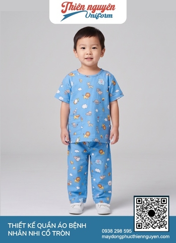 Mẫu quần áo cho bênh nhi tại bệnh viện với thiết kế cổ tròn thông thoáng