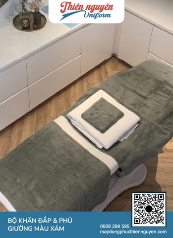 Trọn bộ khăn trải giường spa cotton 100% phù hợp với mọi kích thước, chất liệu vải cao cấp an toàn với da