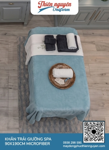 Bộ khăn đăp, khăn trải giường spa màu xanh pastel sang trọng cho các thẩm mỹ viện, dịch vụ chăm sóc sắc đẹp cao cấp