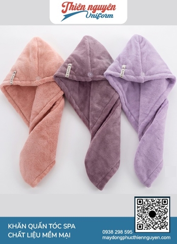 Khăn quấn tóc spa thiết kế mũ quấn thông minh kèm nút cài cố định phía sau giúp người dùng thoải mái di chuyển