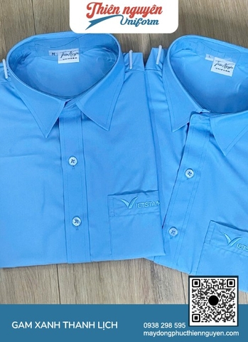 Mẫu áo sơ mi công sở thanh lịch nút áo  cùng tông màu