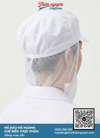 Mẫu nón bảo hộ lao động ngành thực phẩm màu trắng