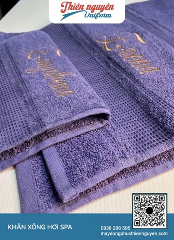 Khăn xông hơi spa với tông màu tím quý phái kết hợp cùng kỹ thuật dệt tinh xảo góp phần kiến tạo không gian dịch vụ đẳng cấp,
