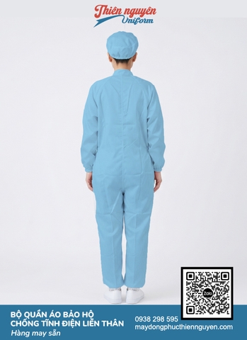 Mẫu quần áo liền thân bảo hộ ngành chế biến với thiết kế che chắn từ phần cổ đến chân