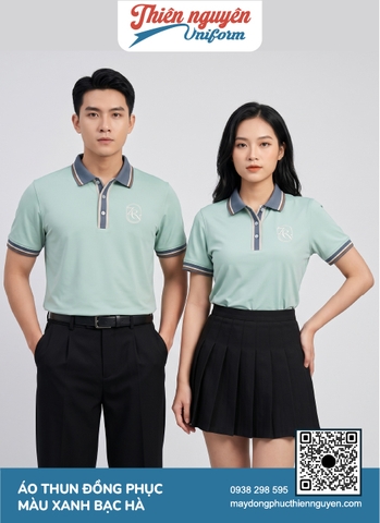 Mẫu thiết kế đồng phục áo thun chất liệu vải cá sấu poly, thấm hút mồ hôi, thoáng mát