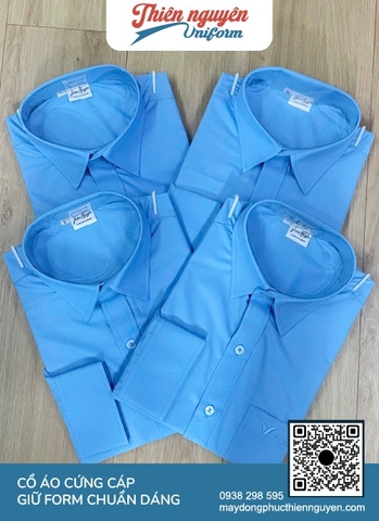 Mẫu áo sơ mi công sở thanh lịch nút áo  cùng tông màu