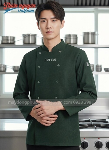 Áo đồng phục đầu bếp màu xám
