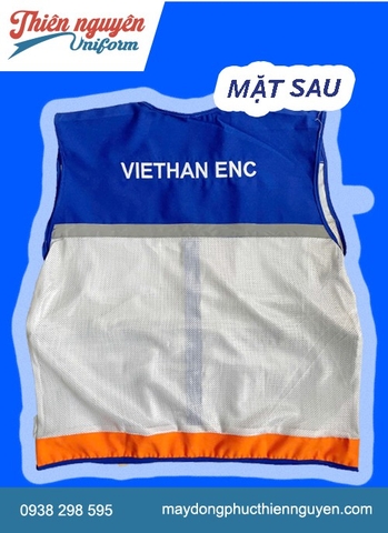 Mẫu áo gile bảo hộ lao động VIETHAN - ENC với chất liệu vải Kaki chống bụi bào mòn kết hợp với vải lưới thoáng mát