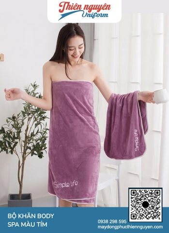 Mãu khăn quấn body spa bản to chất liệu siêu mềm mại thấm hút, giữ ấm cơ thế suốt liệu trình