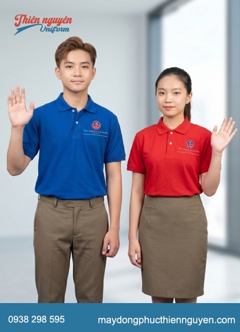 Mẫu đồng phục học sinh cấp 2 trường quốc tế TAS áo thun polo thâmd hút mồ hôi năng đông, trẻ trung phối với quần và chân váy màu nâu