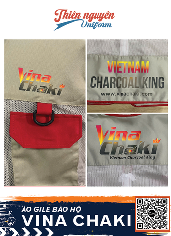Mẫu áo gile bảo hộ VINA CHAKI chất liệu vải kate kết hợp với vải lưới thoáng mát