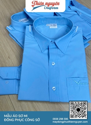 Mẫu áo sơ mi công sở thanh lịch nút áo  cùng tông màu