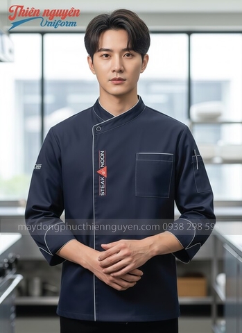 Mẫu đồng phục áo bếp màu xanh đen