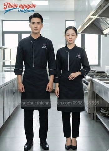 đồng phục áo bếp nam nữ màu đen