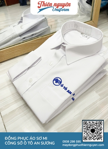 Mẫu đồng phục áo sơ mi ô tô An Sương với thiết kế slim fit tôn dáng tinh tế vừa vặn cơ thể