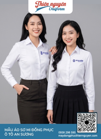 Mẫu đồng phục áo sơ mi ô tô An Sương với thiết kế slim fit tôn dáng tinh tế vừa vặn cơ thể