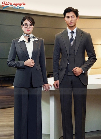 đồng phục áo vest nam nữ công sở màu xám