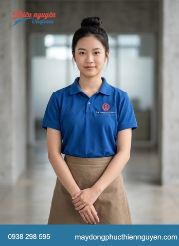 Mẫu đồng phục học sinh cấp 2 trường quốc tế TAS áo thun polo thâmd hút mồ hôi năng đông, trẻ trung phối với quần và chân váy màu nâu