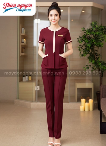 Đồng phục kỹ thuật viên spa màu nâu