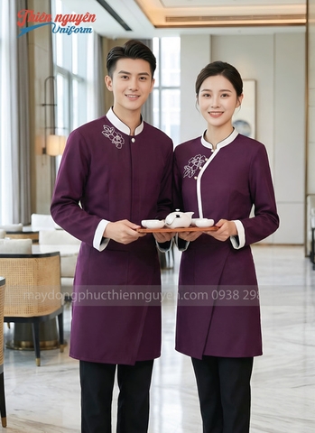 Đồng phục lễ tân nhà hàng màu tím