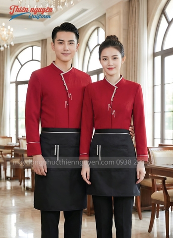 đồng phục nhà hàng khách sạn màu đỏ