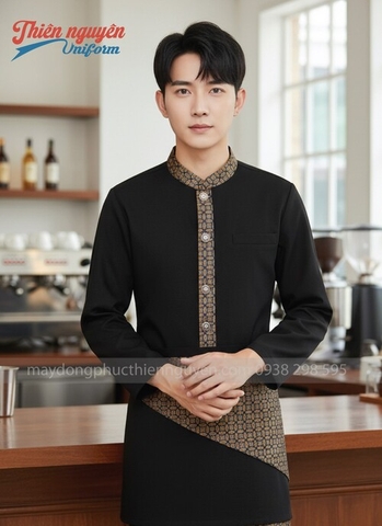 Đồng phục nhân viên pha chế phối họa tiết