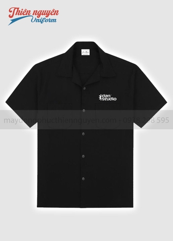 đồng phục studio màu đen cổ daton