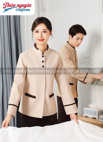 đồng phục tạp vụ công ty màu pastel nam nữ