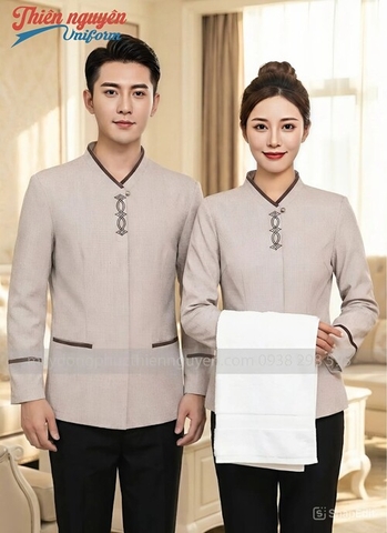 Đồng phục nhân viên tạp vụ màu be