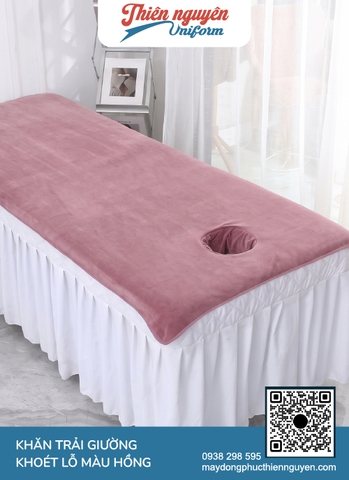 Khăn trải giường spa tông màu hồng spa sang trọng, hiện đại