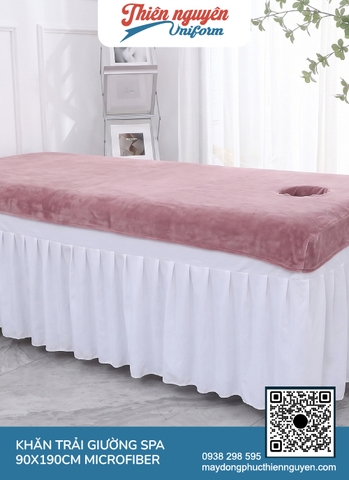 Khăn trải giường spa tông màu hồng spa sang trọng, hiện đại