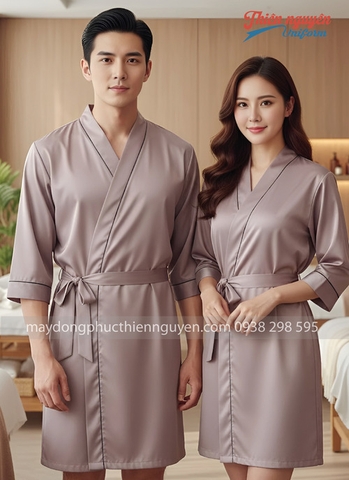 mẫu áo choàng xông hơi cho khách nam nữ