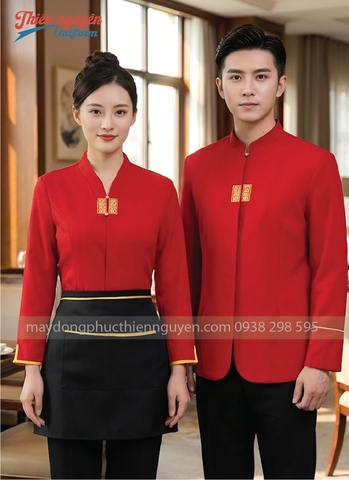 Áo đồng phục nhân viên nhà hàng Trung Quốc màu đỏ