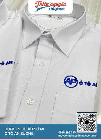 Mẫu đồng phục áo sơ mi ô tô An Sương với thiết kế slim fit tôn dáng tinh tế vừa vặn cơ thể