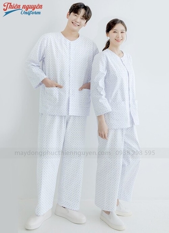 Đồng phục bệnh nhân nam nữ in họa tiết
