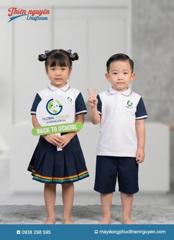bộ đồng phục cho trẻ mầm non trường Global Ecokids năng động cùng bé khám phá thế giới
