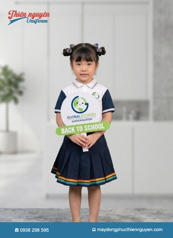 bộ đồng phục cho trẻ mầm non trường Global Ecokids năng động cùng bé khám phá thế giới