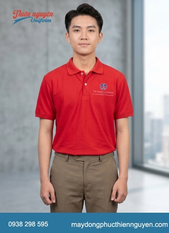 Mẫu đồng phục học sinh cấp 2 trường quốc tế TAS áo thun polo thâmd hút mồ hôi năng đông, trẻ trung phối với quần và chân váy màu nâu