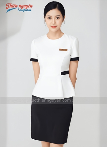 Mẫu đồng phục nhân viên lễ tân bệnh viện màu trắng
