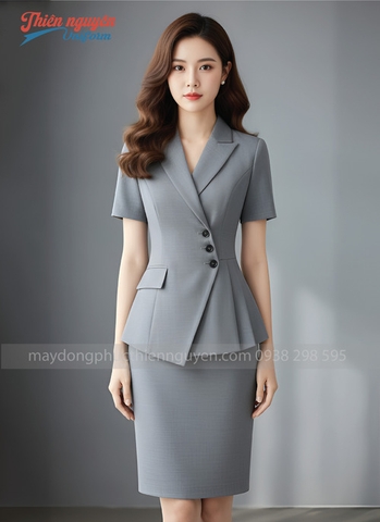 Mẫu đồng phục nhân viên lễ tân tà chéo