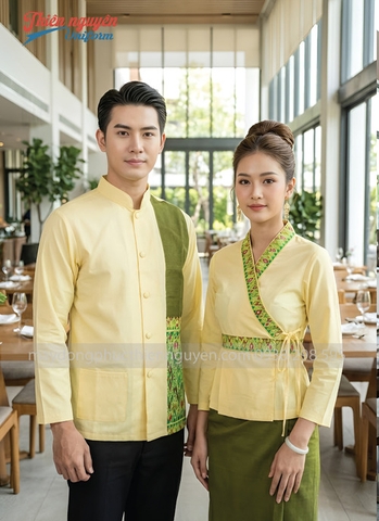 Mẫu đồng phục nhân viên nhà hàng Thái Lan màu vàng
