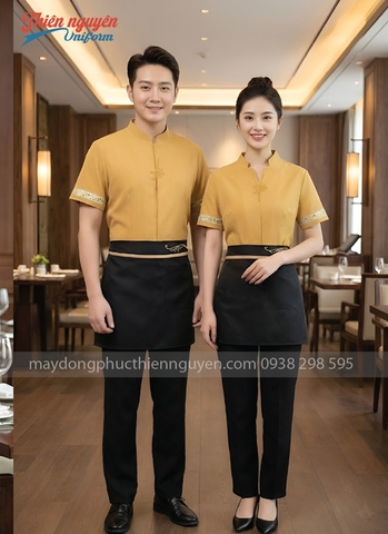 Mẫu đồng phục nhân viên nhà hàng Trung Quốc màu vàng