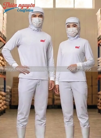 Mẫu quần áo bảo hộ công ty thực phẩm Yilin màu trắng