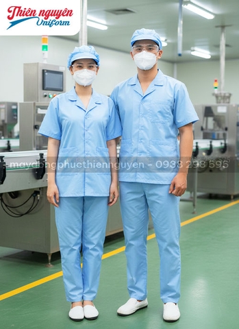 Mẫu quần áo bảo hộ tay ngắn ngành thực phẩm TP053