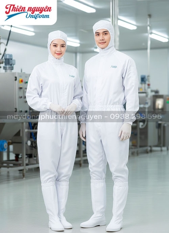 Mẫu quần áo chế biến thực phẩm ngành nông sản màu trắng nam nữ