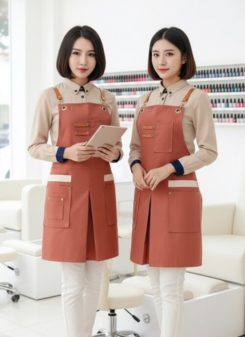 Tạp dề nail màu cam